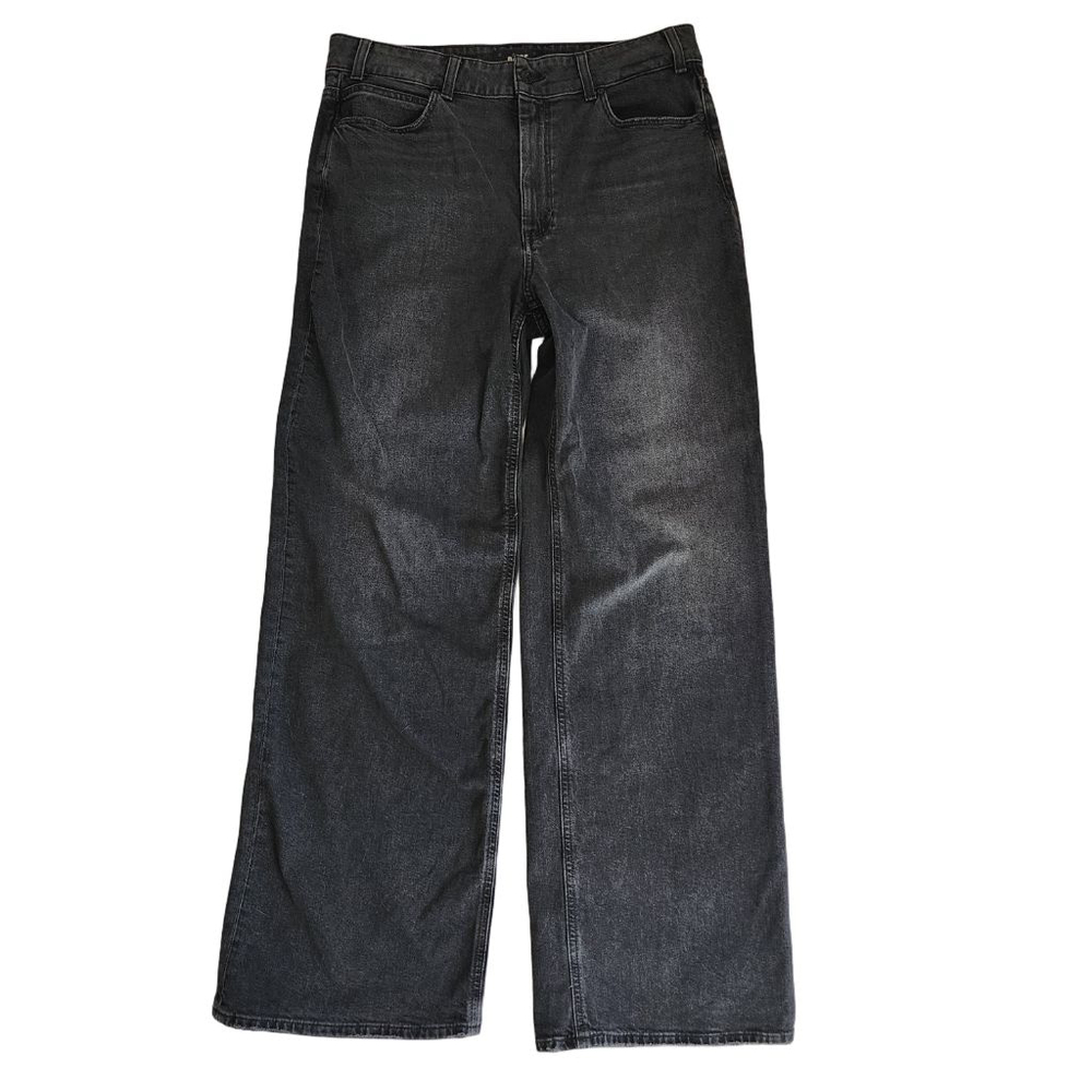 PAIGE Sasha‎ Black Manta Distressed High Rise Wide Leg Jeans #88 Size 31 - Picture 6 of 10
